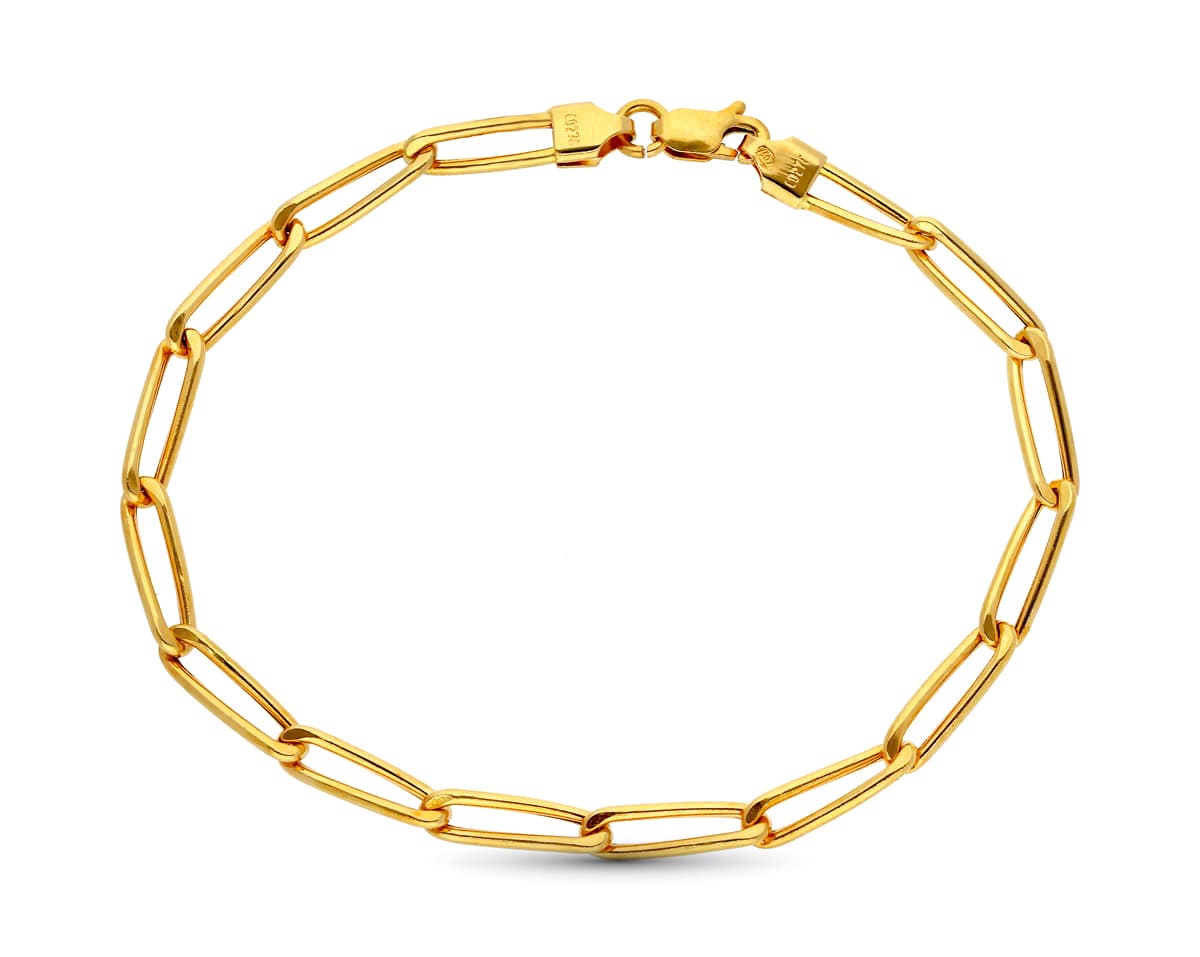 18K PULSERA ORO AMARILLO ESLABONES BILBAO HUECA 19.5 CM