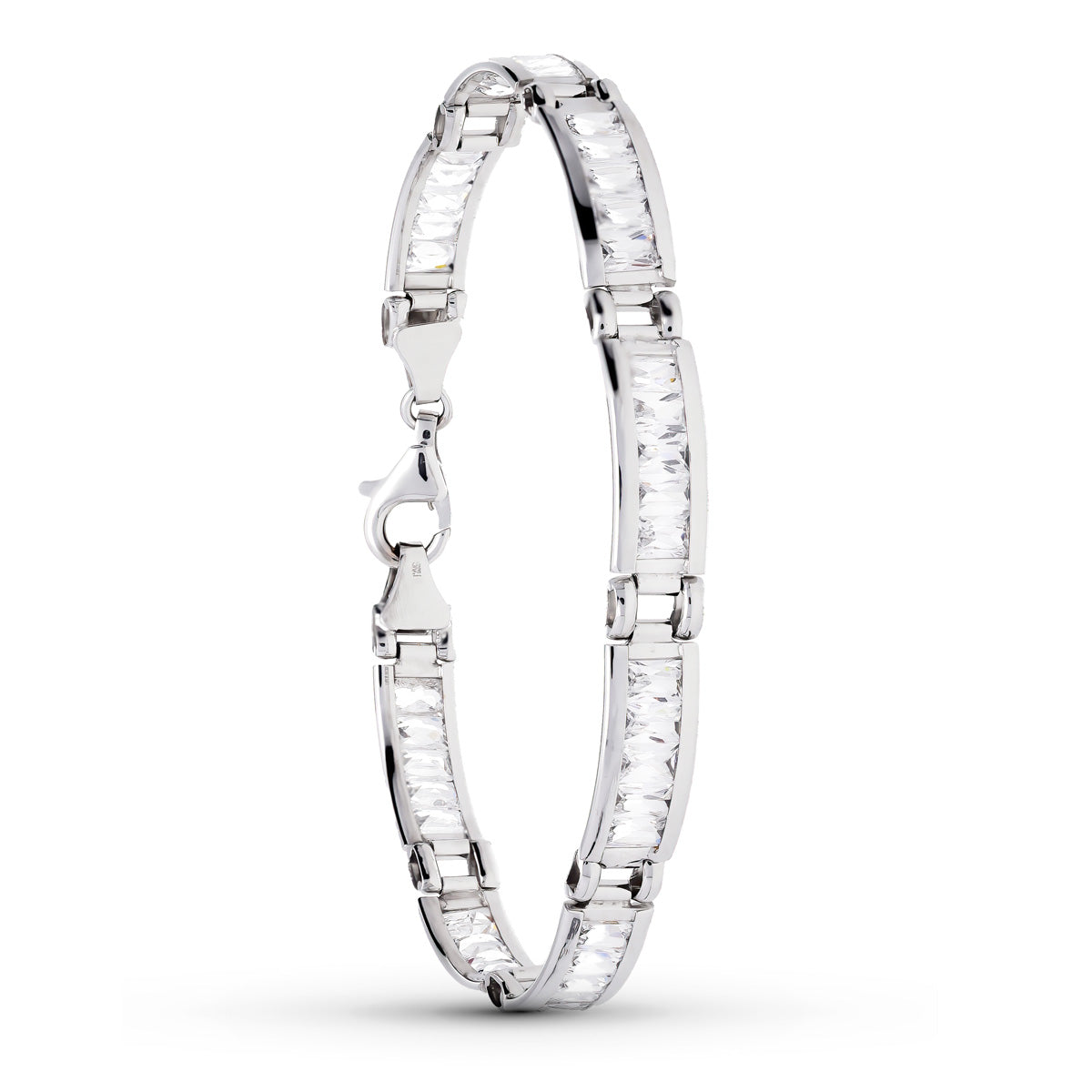 Pulsera Circonita 20 cm de oro blanco 18K