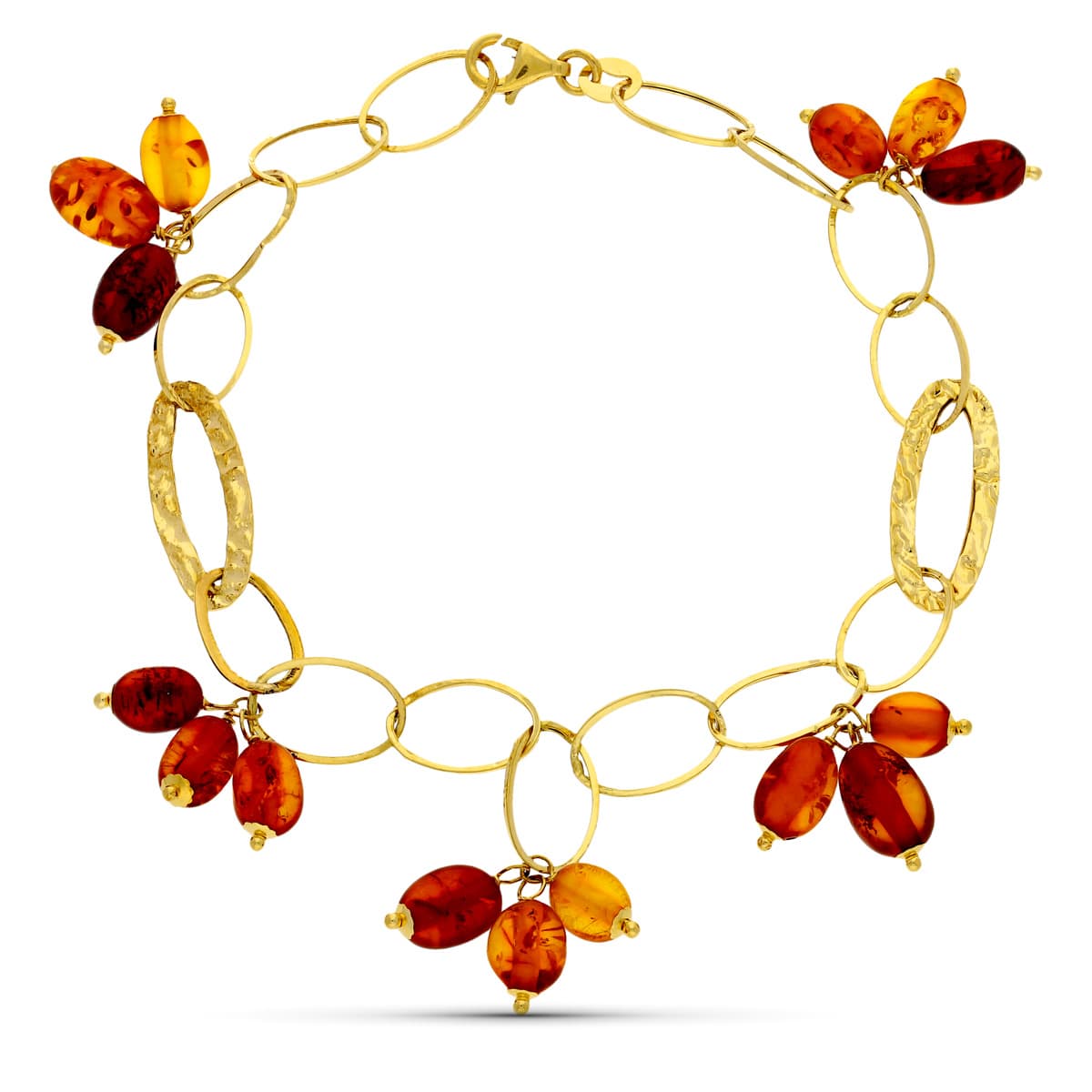 Pulsera Eslabones y Piedras de oro amarillo 18K