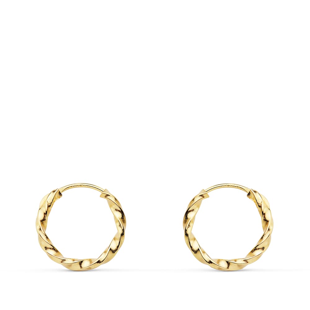 18K AROS ORO AMARILLO HUECOS GALLONEADOS. 12X1.50 MM