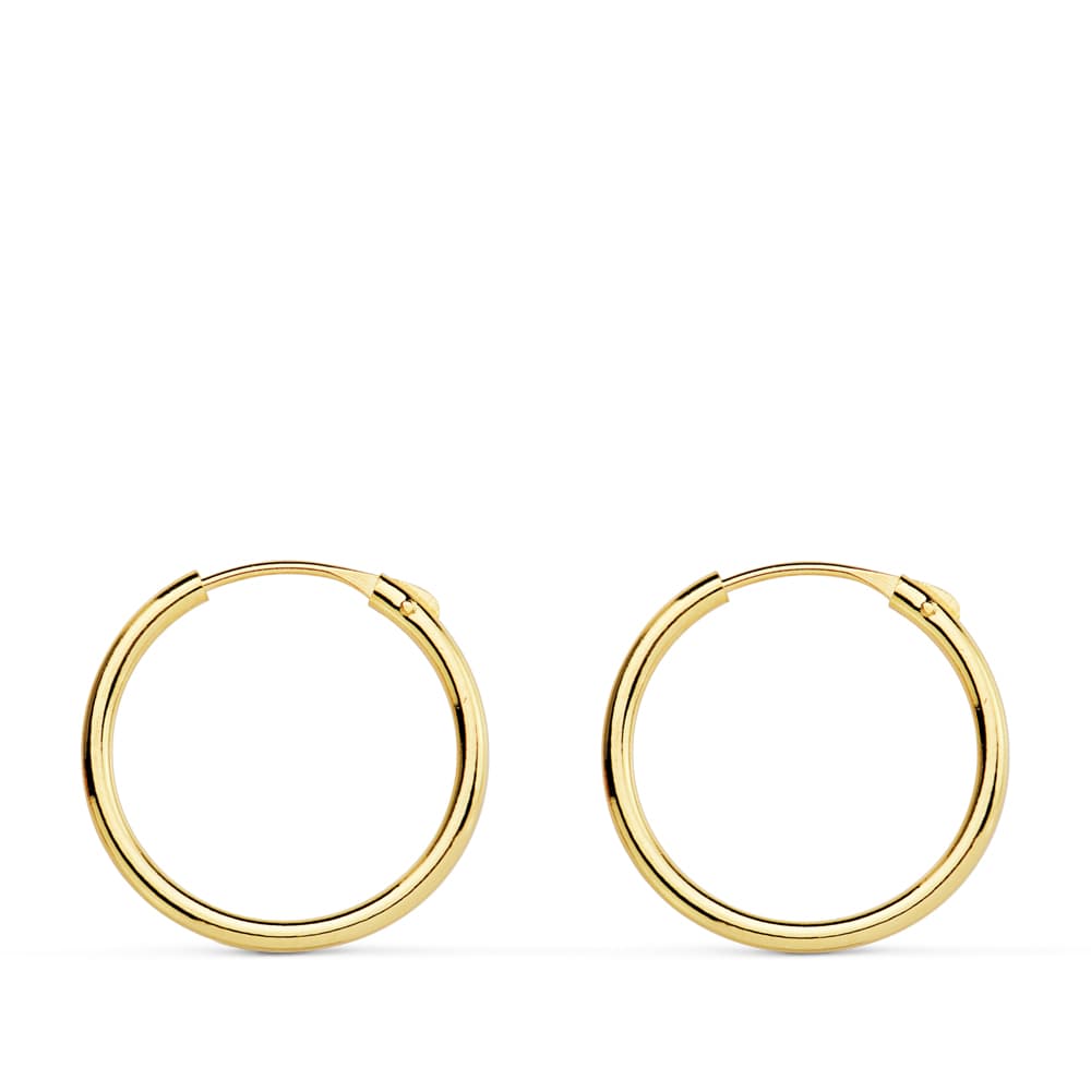 Aros Huecos Redondos 15 x 1,20 mm de oro amarillo 18K