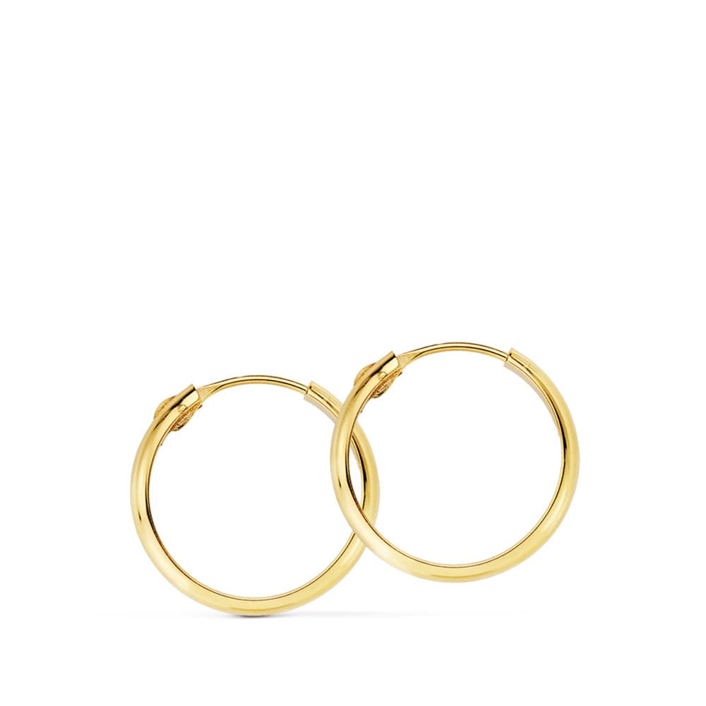 18K AROS ORO AMARILLO MEDIA CAÑA LIGEROS. 16X3 MM