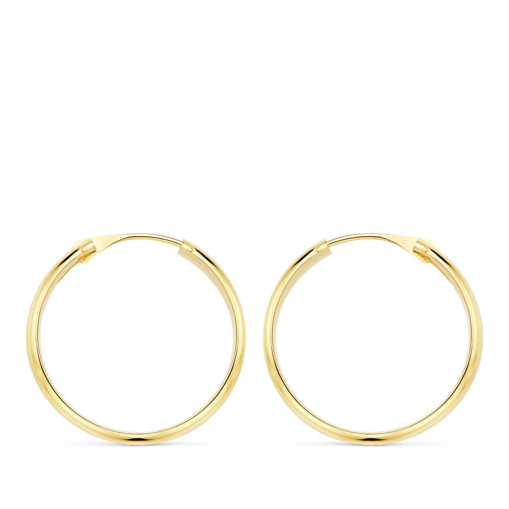 18K AROS ORO AMARILLO MEDIA CAÑA LIGEROS 20X3 MM