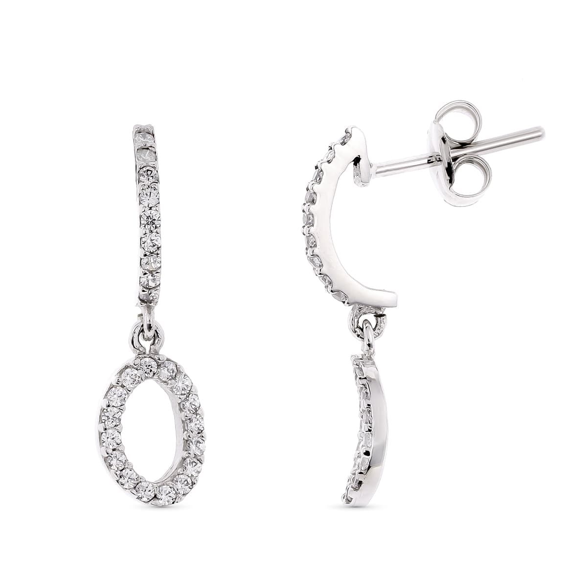 18K PENDIENTES ORO BLANCO. 19 X 5 MM CIERRE PRESION