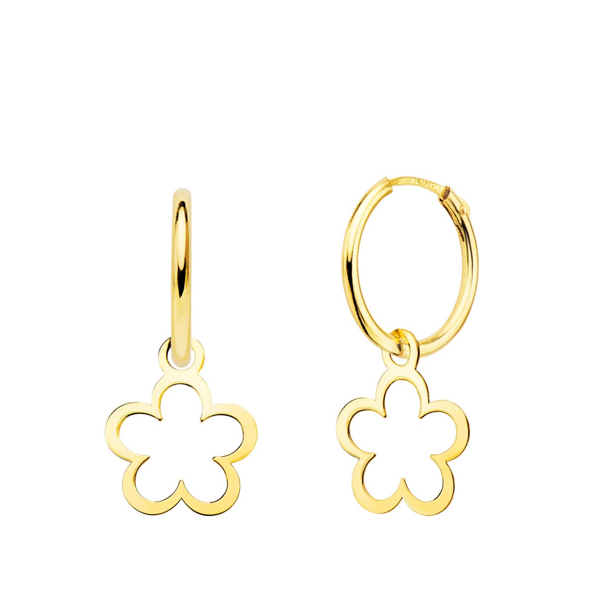 18K AROS ORO AMARILLO TUBO CON MARGARITA 10X10 MM ARO 12X1.5 MM