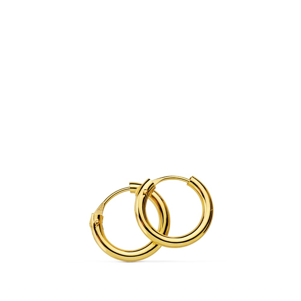 Pendientes Aros Redondos Lisos Ligeros 10 x 1,50 mm de oro amarillo 18K