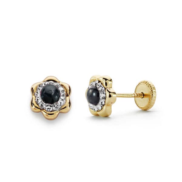 18K PENDIENTES ORO AMARILLO ZAFIRO Y CIRCONITA 6 MM