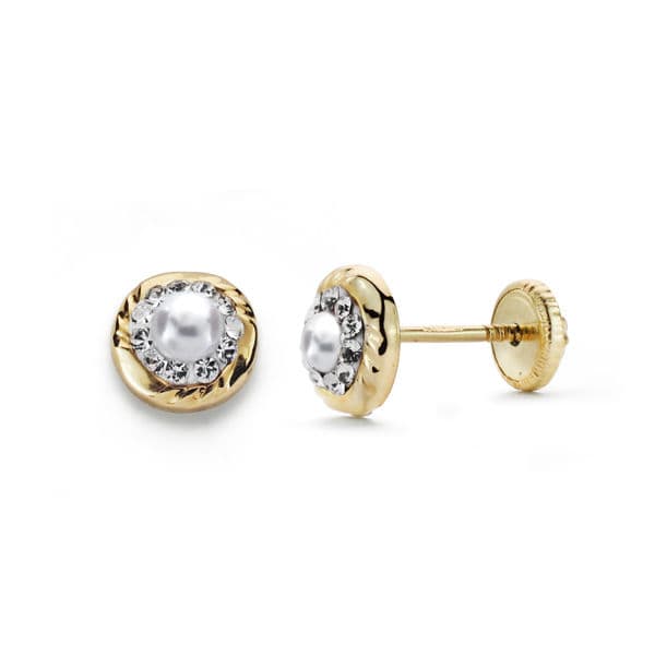Pendientes Circonita Garras 6 mm Cierre Tuerca de oro amarillo 9K
