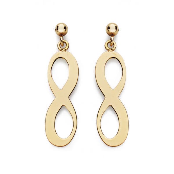 18K PENDIENTES INFINITO PRESION ORO AMARILLO 20X6 MM CIERRE PRESION