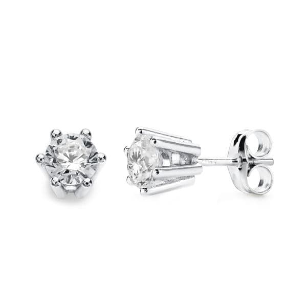 18K PENDIENTES GARRAS ORO BLANCO 6X6 MM CIERRE PRESION