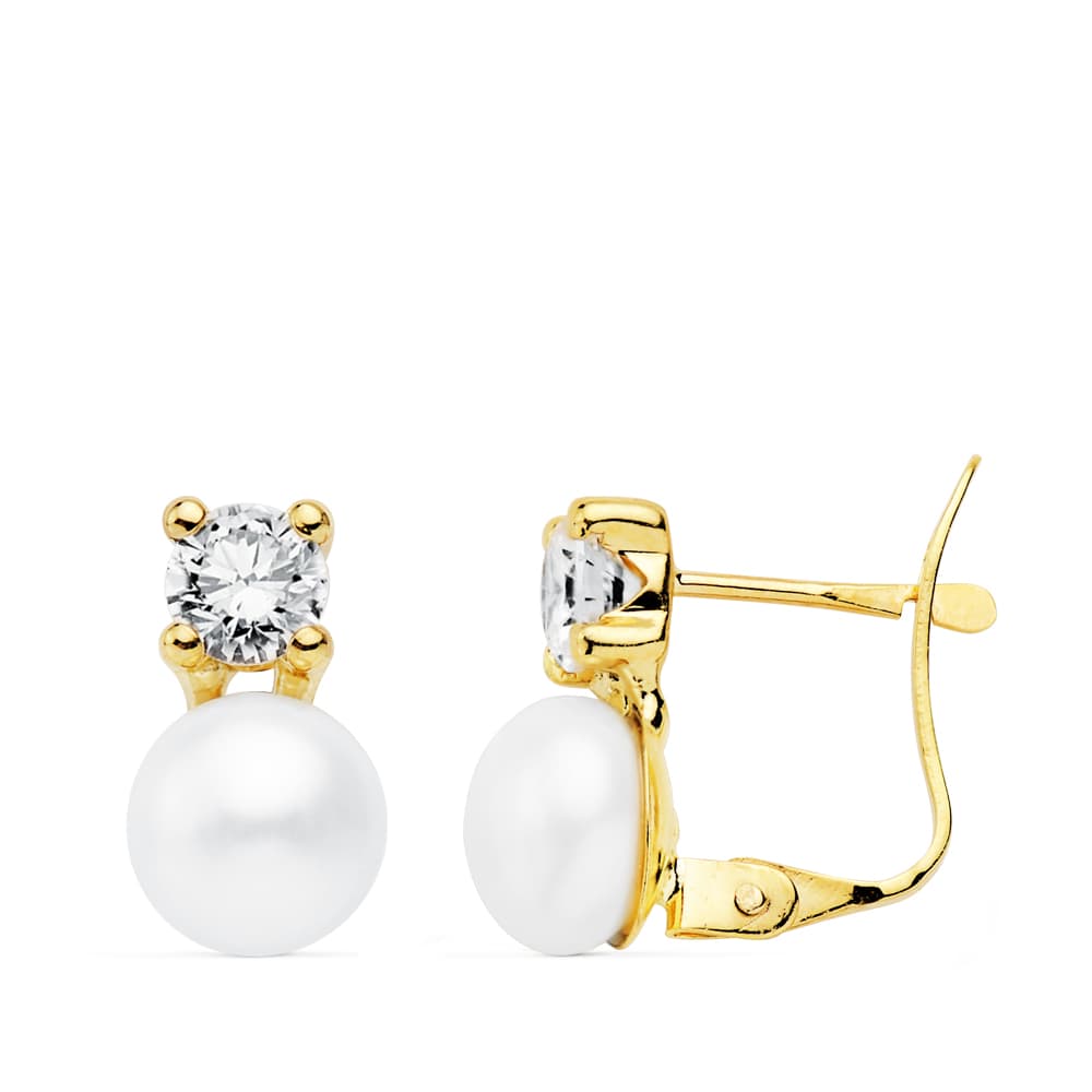 Pendientes Tu y Yo 11 x 6,5 mm Circonita de oro amarillo 18K