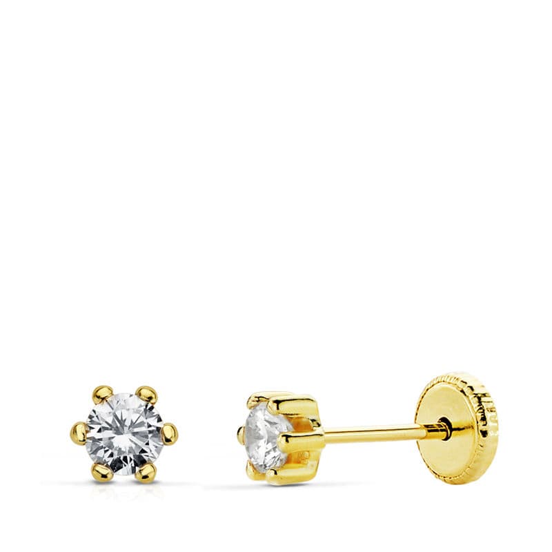 9K PENDIENTES CIRCONITA GARRAS 4 MM (PEDIDO MINIMO 3 PARES )