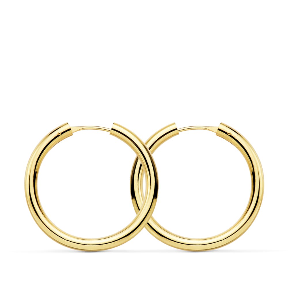 18K AROS ORO AMARILLO REDONDOS LISOS LIGEROS 24X2.5 MM