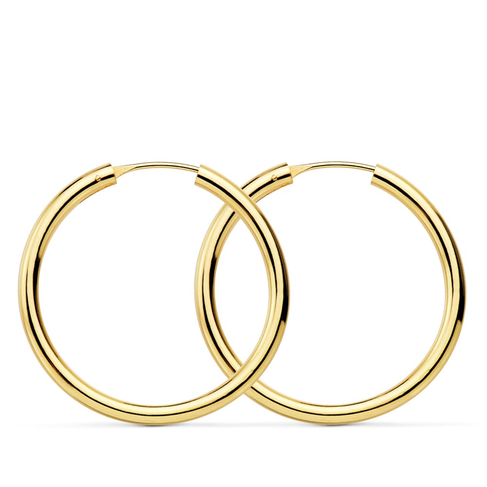 18K AROS ORO AMARILLO REDONDOS LISOS LIGEROS 30X2.5 MM
