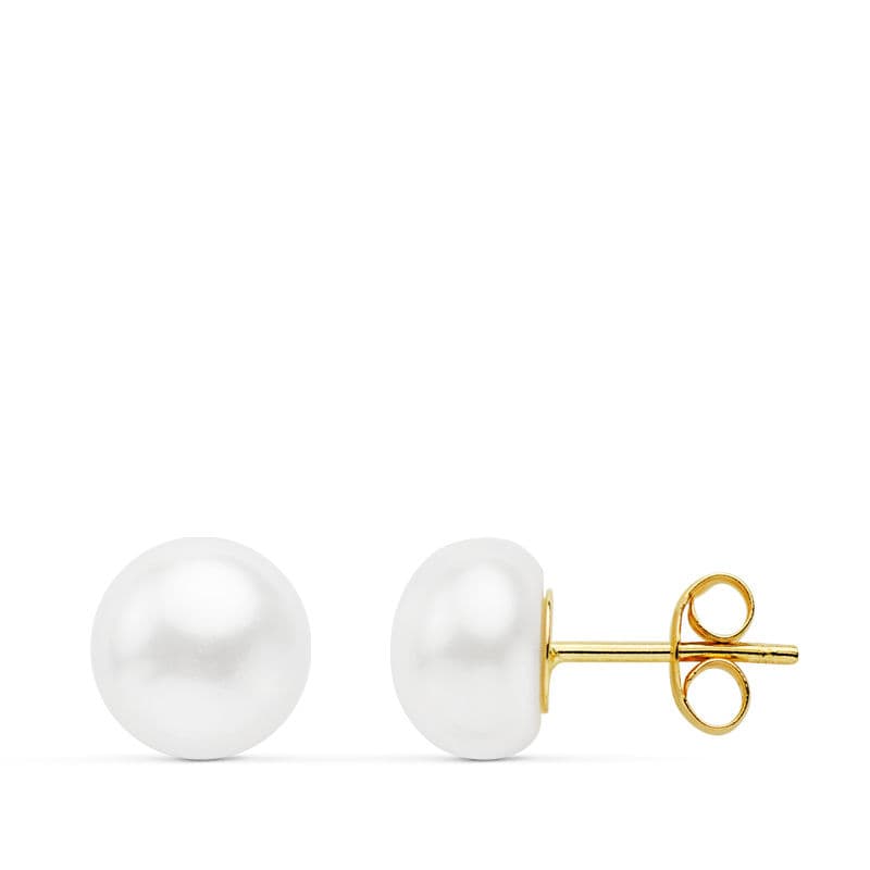 Pendientes Perlas Cultivadas Boton 8-8,5 mm de oro amarillo 18K
