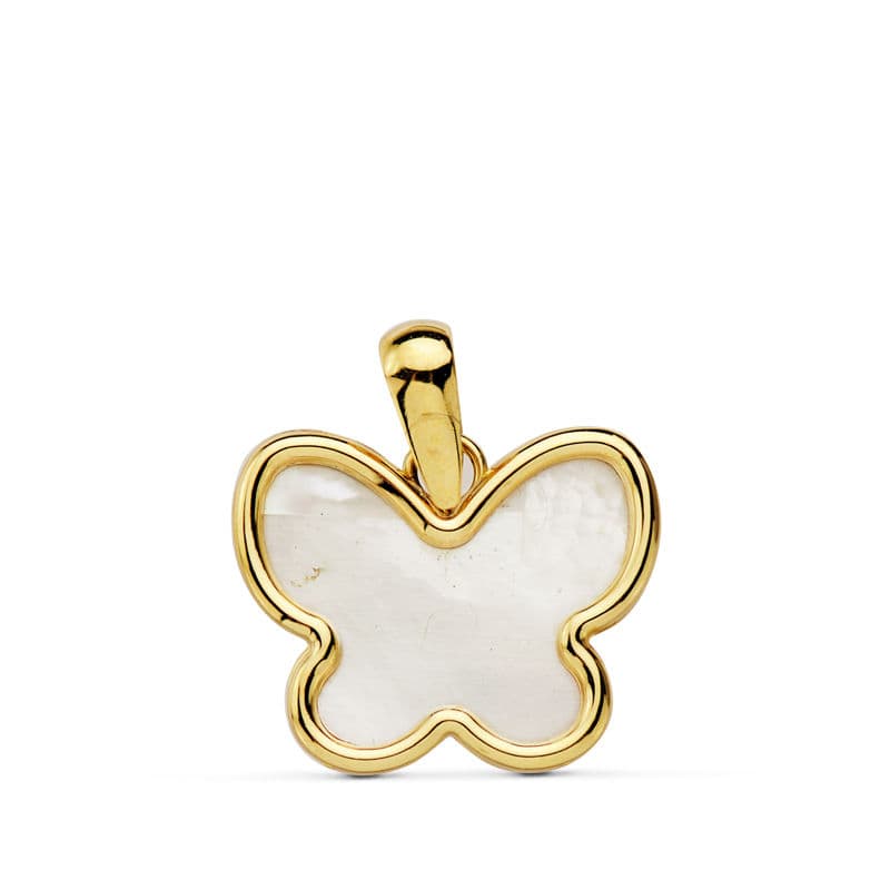 Colgante Amuleto Mariposa Nacar 14 x 11 mm de oro amarillo 18K