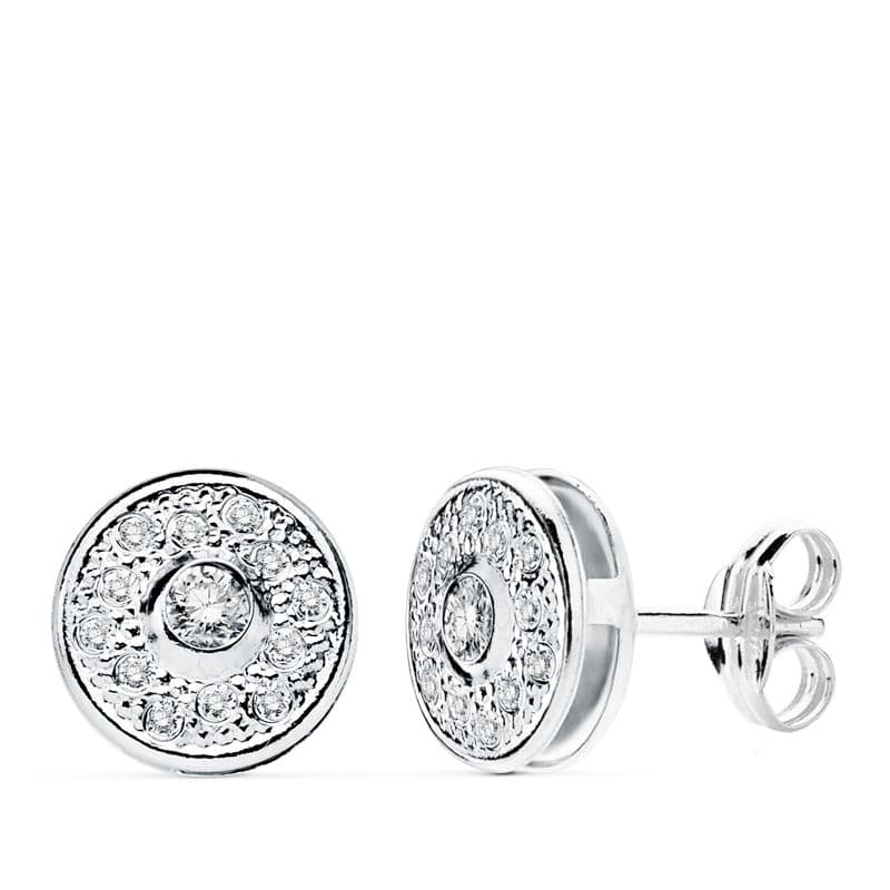 Pendientes Redondos 8 mm de oro blanco 18K