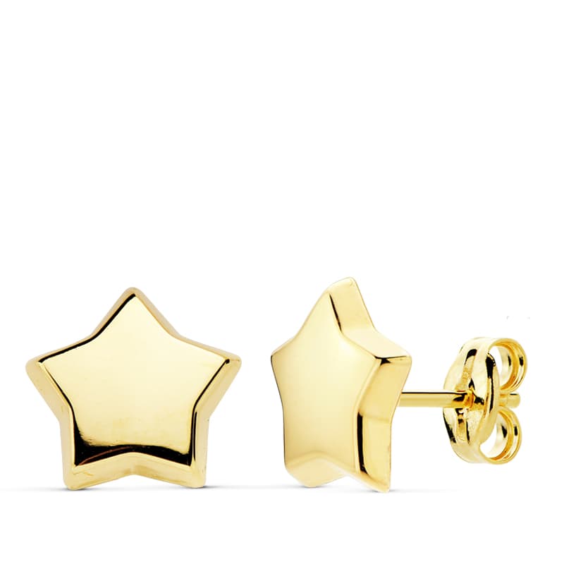 Pendientes Estrella Lisa 10 x 10 mm de oro amarillo 18K