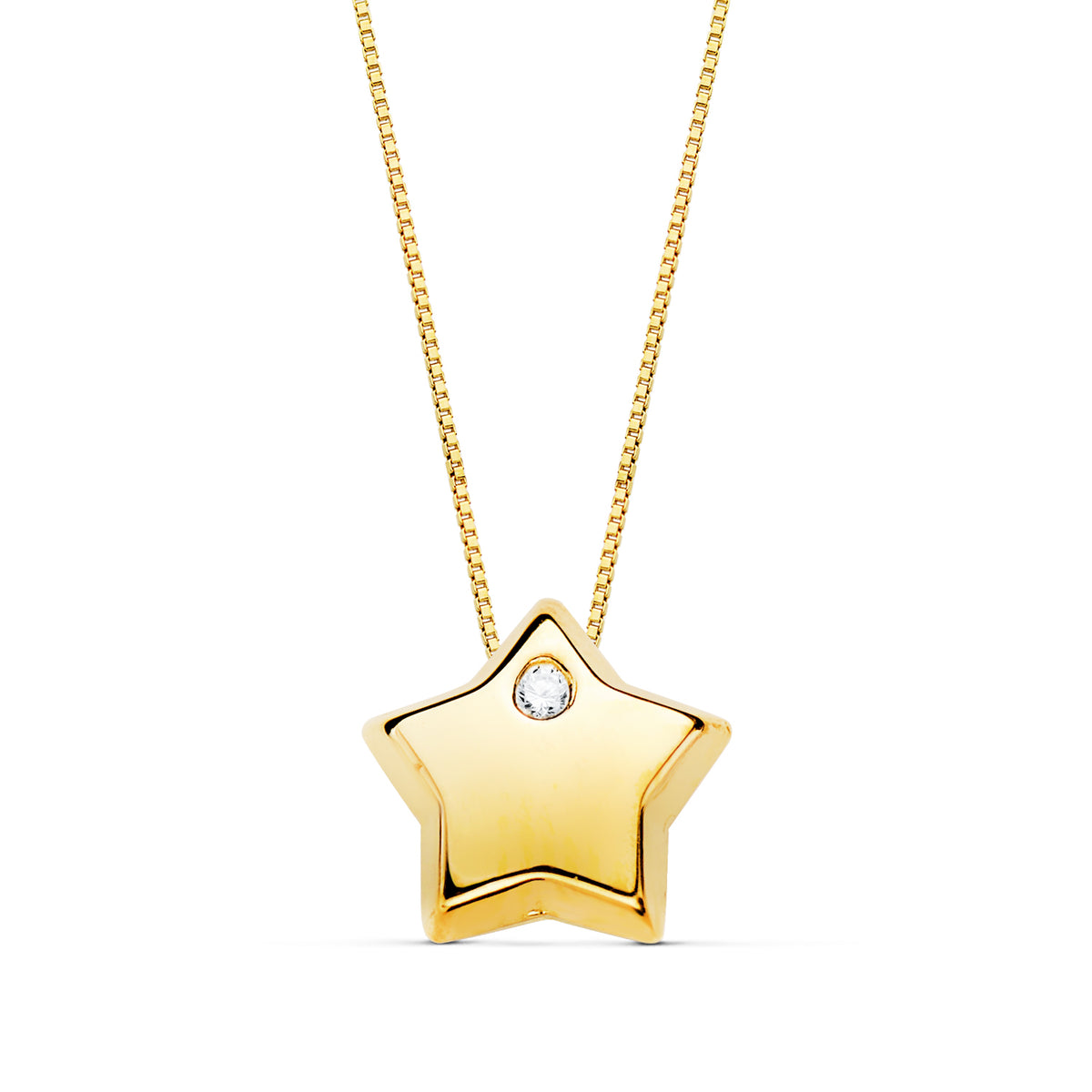 Colgante Estrella Circonita Cadena 42 cm de oro amarillo 18K
