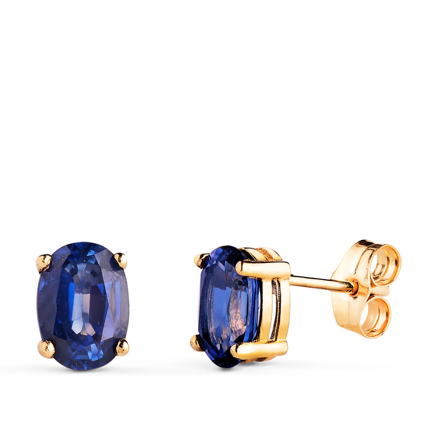 Pendientes Garras Zafiro 7 x 5 mm 1,58 Qts. de oro amarillo 18K