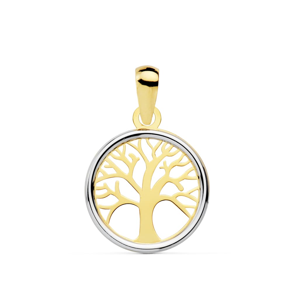 18K COLGANTE AMULETO ARBOL DE LA VIDA BICOLOR 12 MM