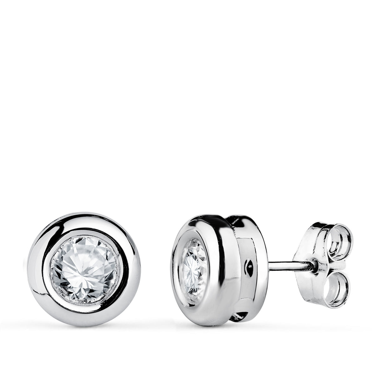Pendientes Diamantes Laboratorio 5 mm 0,650 Qts Vs2-g. Medida: 8 x 8 mm.cierre presión de oro blanco 18K