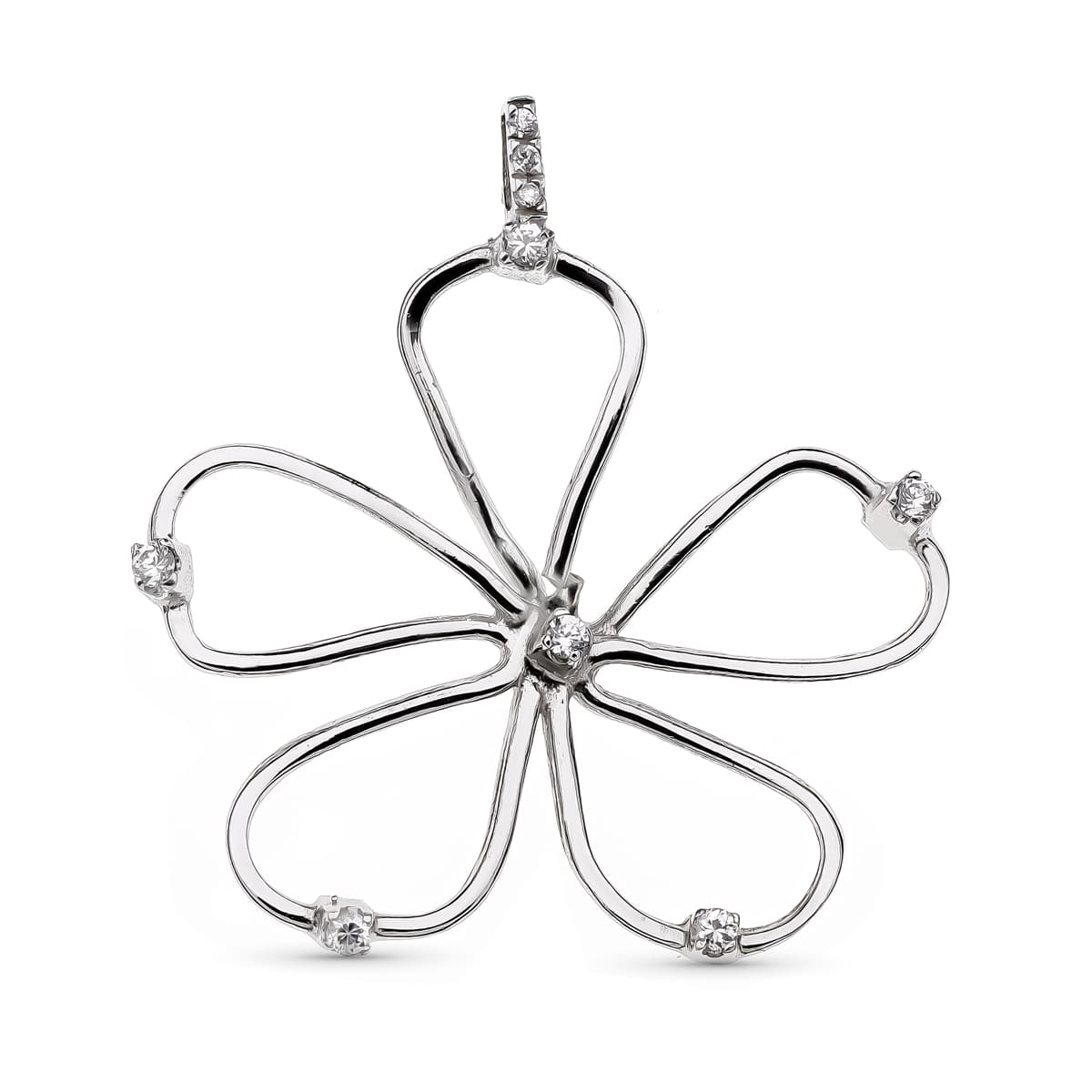 18K COLGANTE ORO BLANCO FLOR 35X38 MM