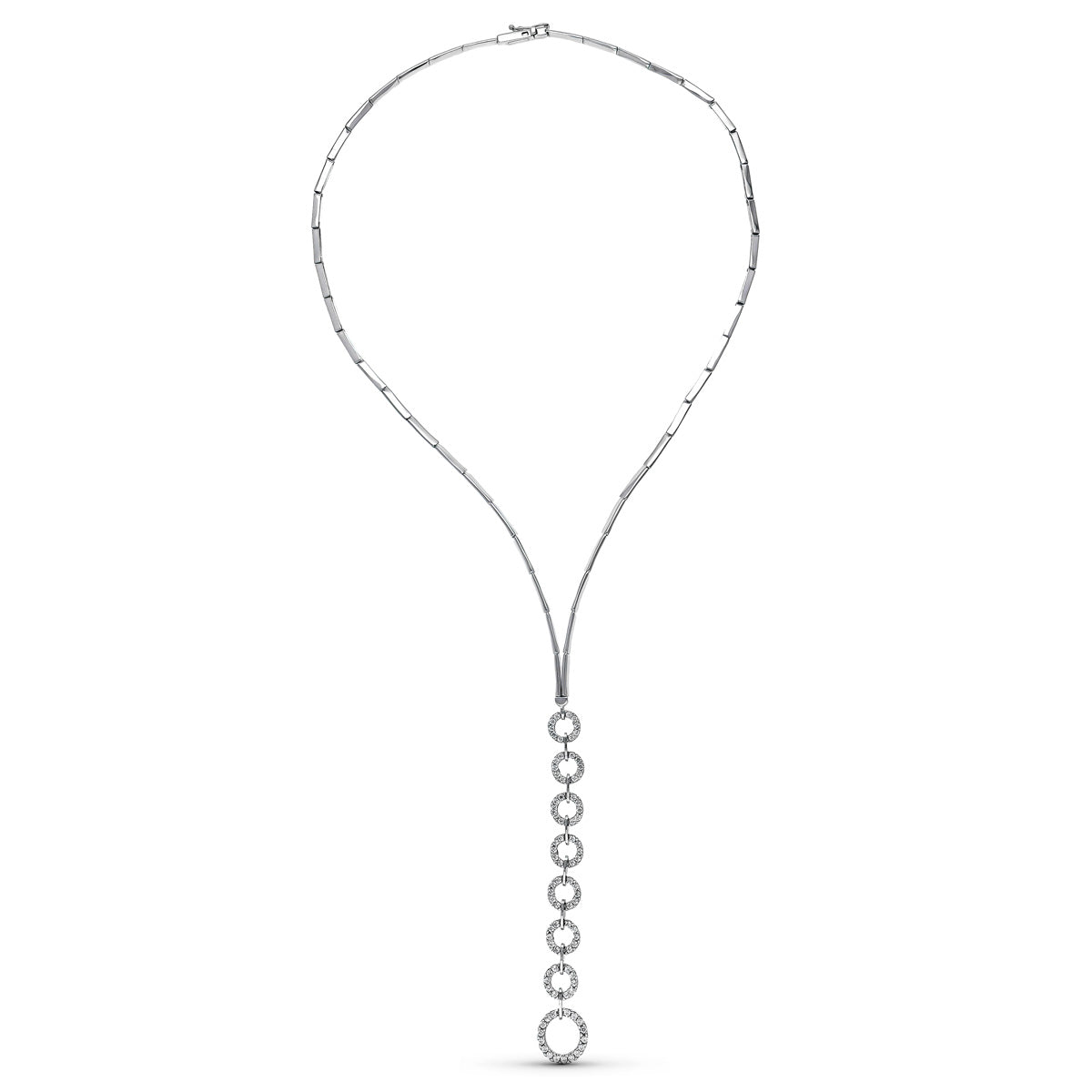 Gargantilla Circulos Circonitas de oro blanco 18K