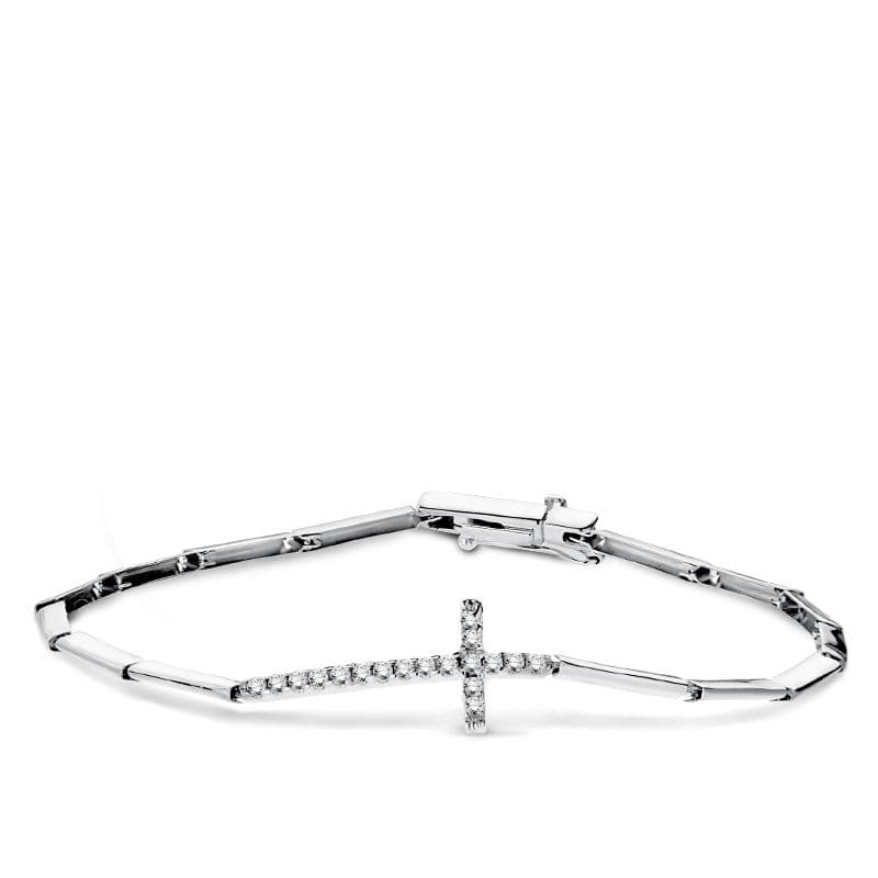 Pulsera Cruz 19,5 cm de oro blanco 18K