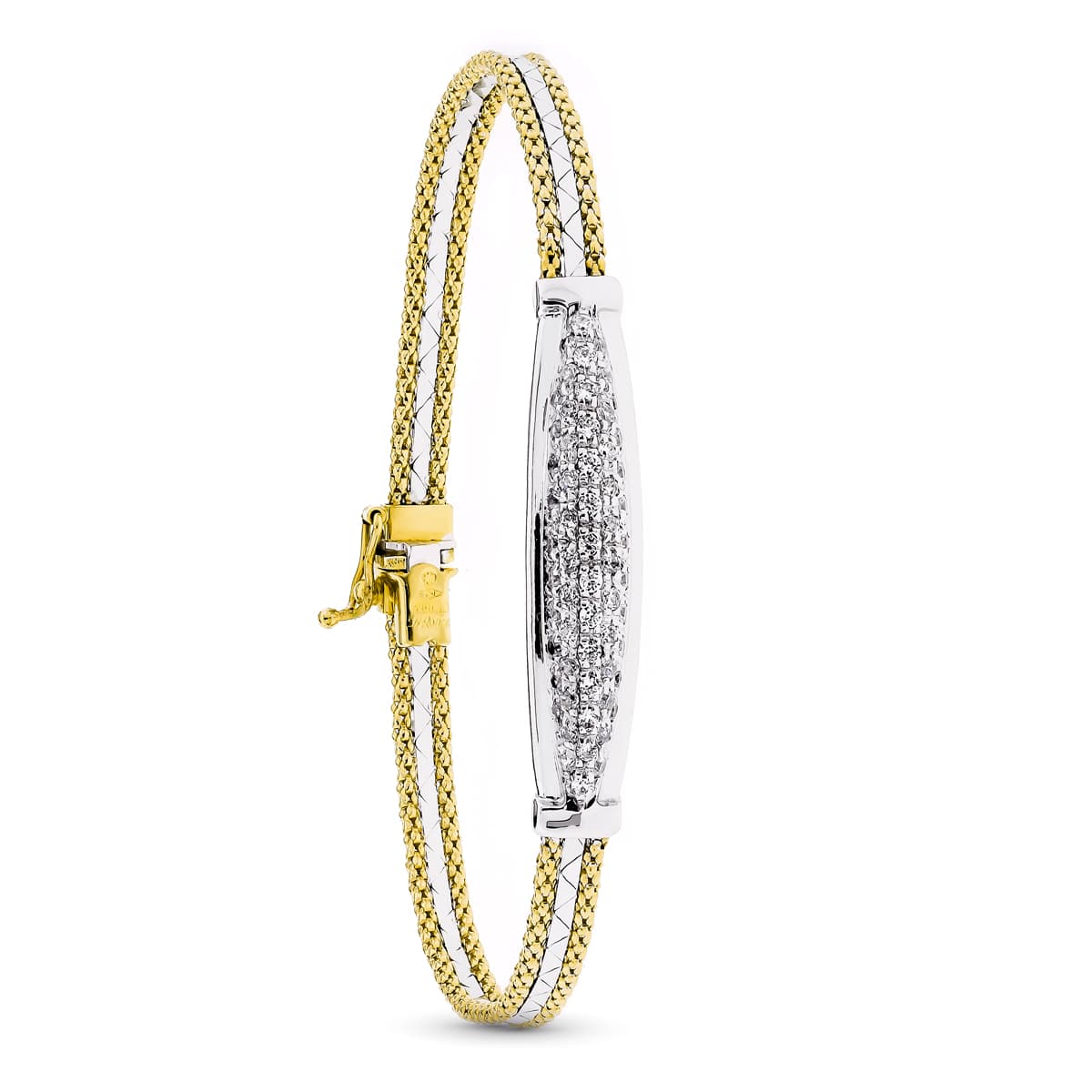 Pulsera Bicolor Semirigida con Circonitas 18K
