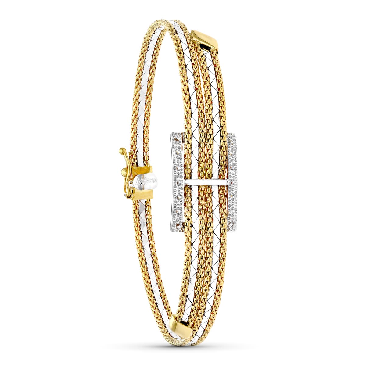 Pulsera Bicolor Rectangulo. 18K