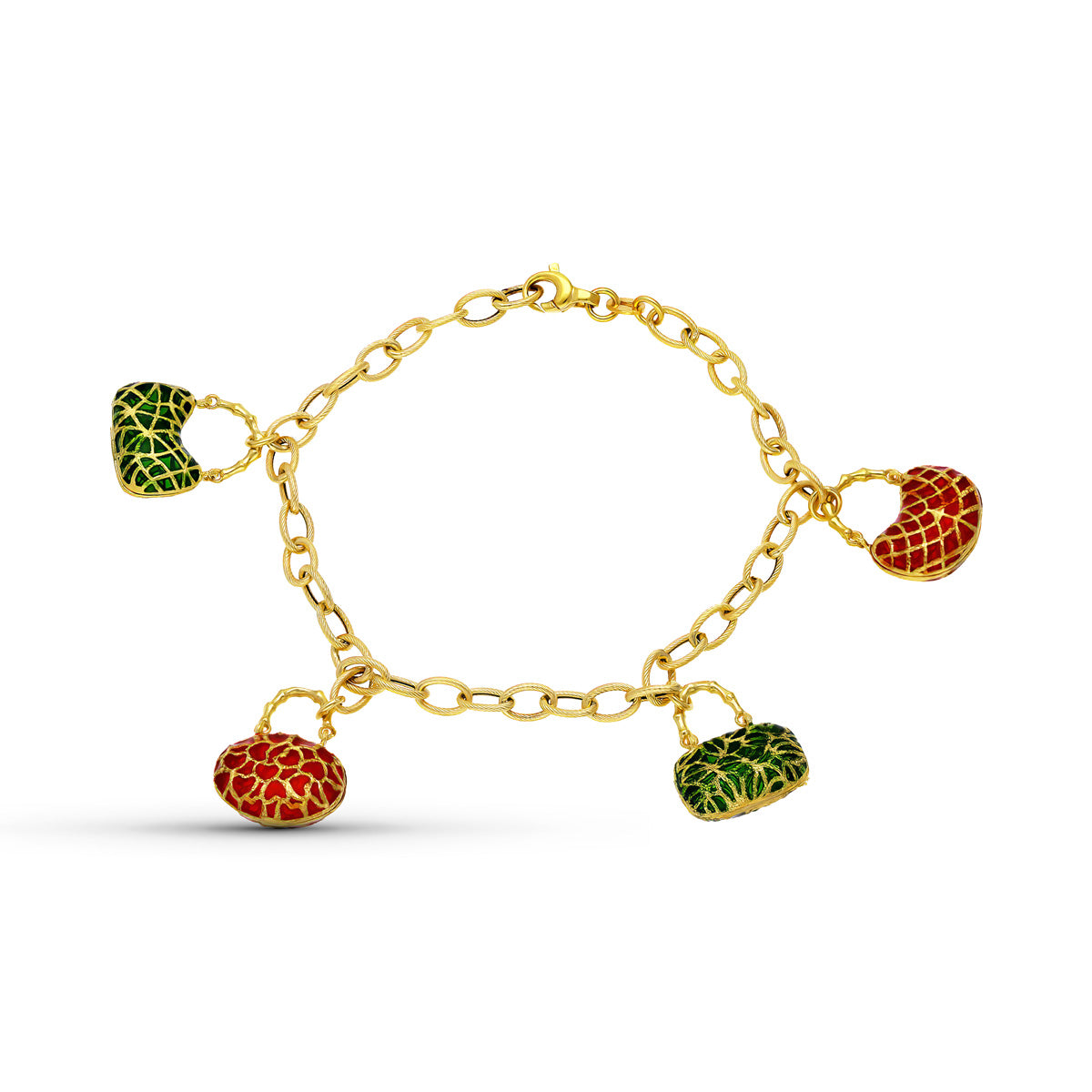 Pulsera Motivos Bolsos Esmalte de oro amarillo 18K