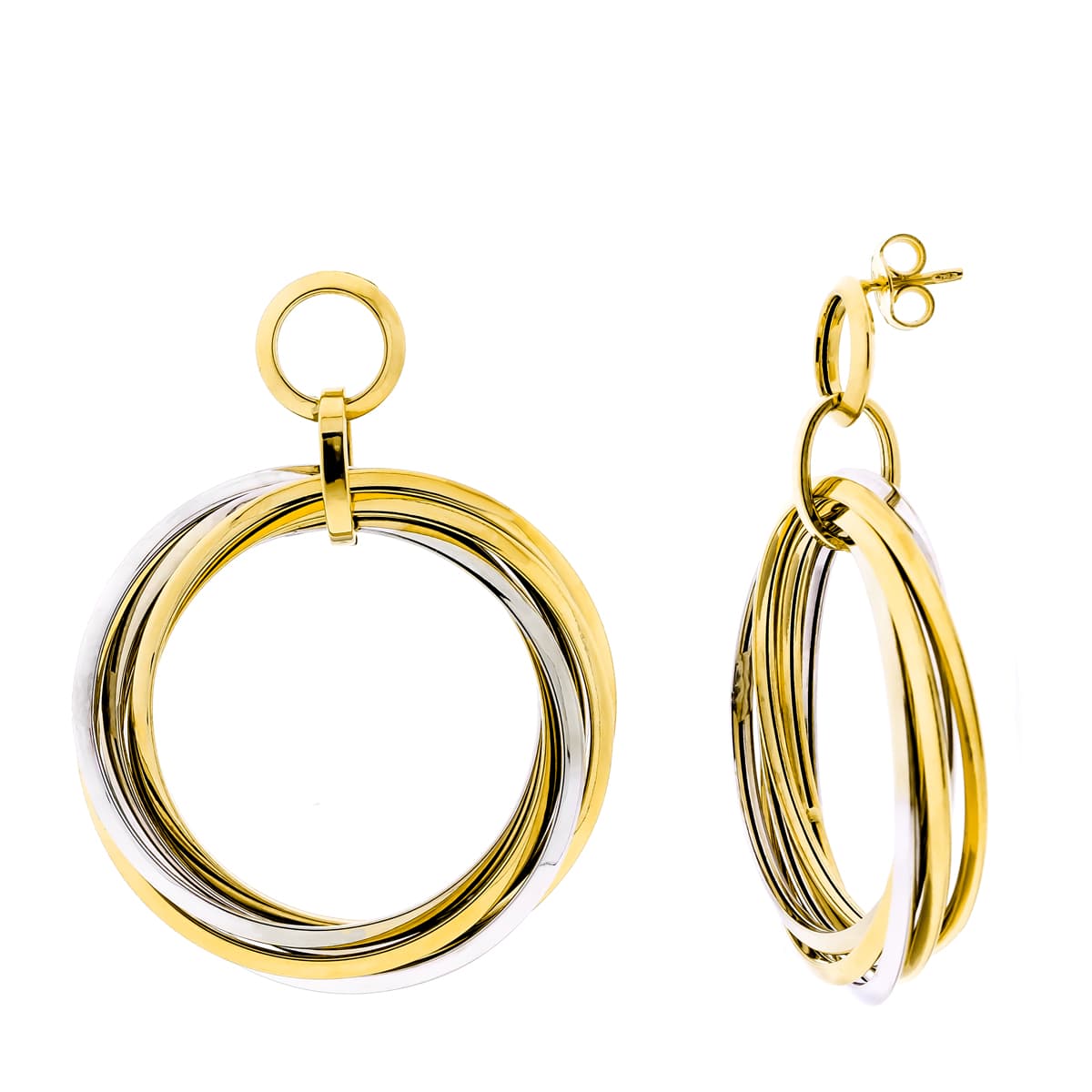 18K AROS BICOLOR DOS CUERPOS ENTRELAZADOS. 46 MMX4 MM CIERRE PRESION