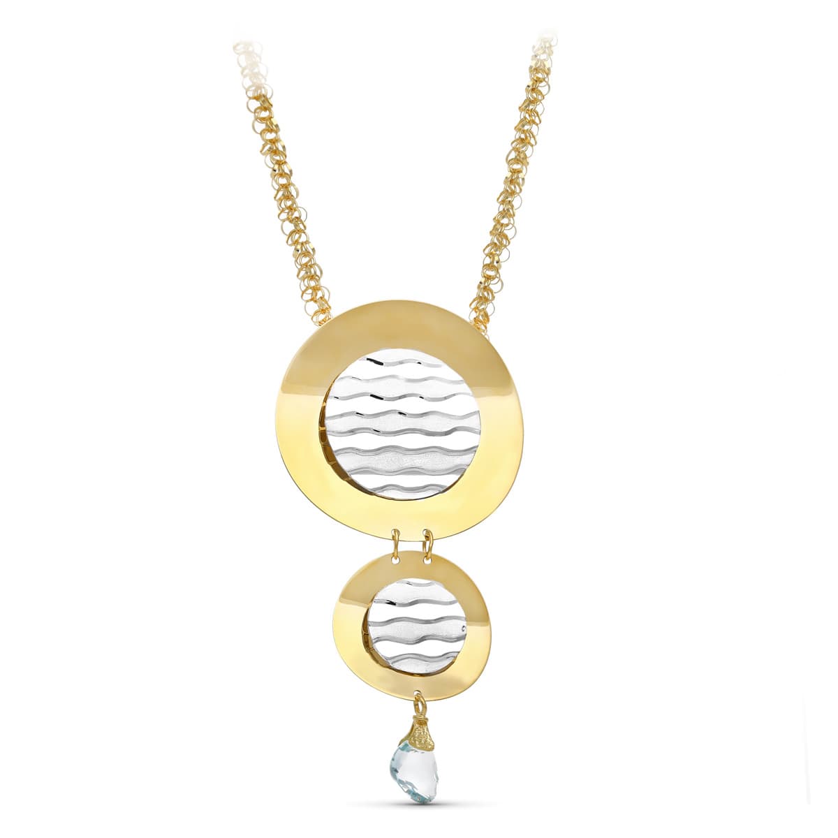18K GARGANTILLA ORO BICOLOR MOTIVO CIRCULOS MATE Y BRILLO