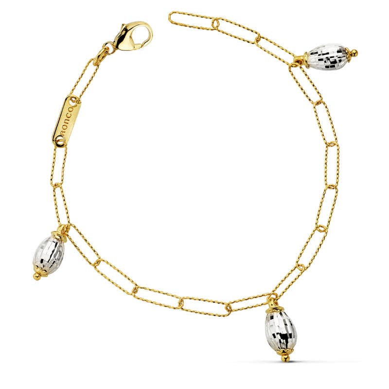 Pulsera Bicolor Eslabones 19 cm 18K