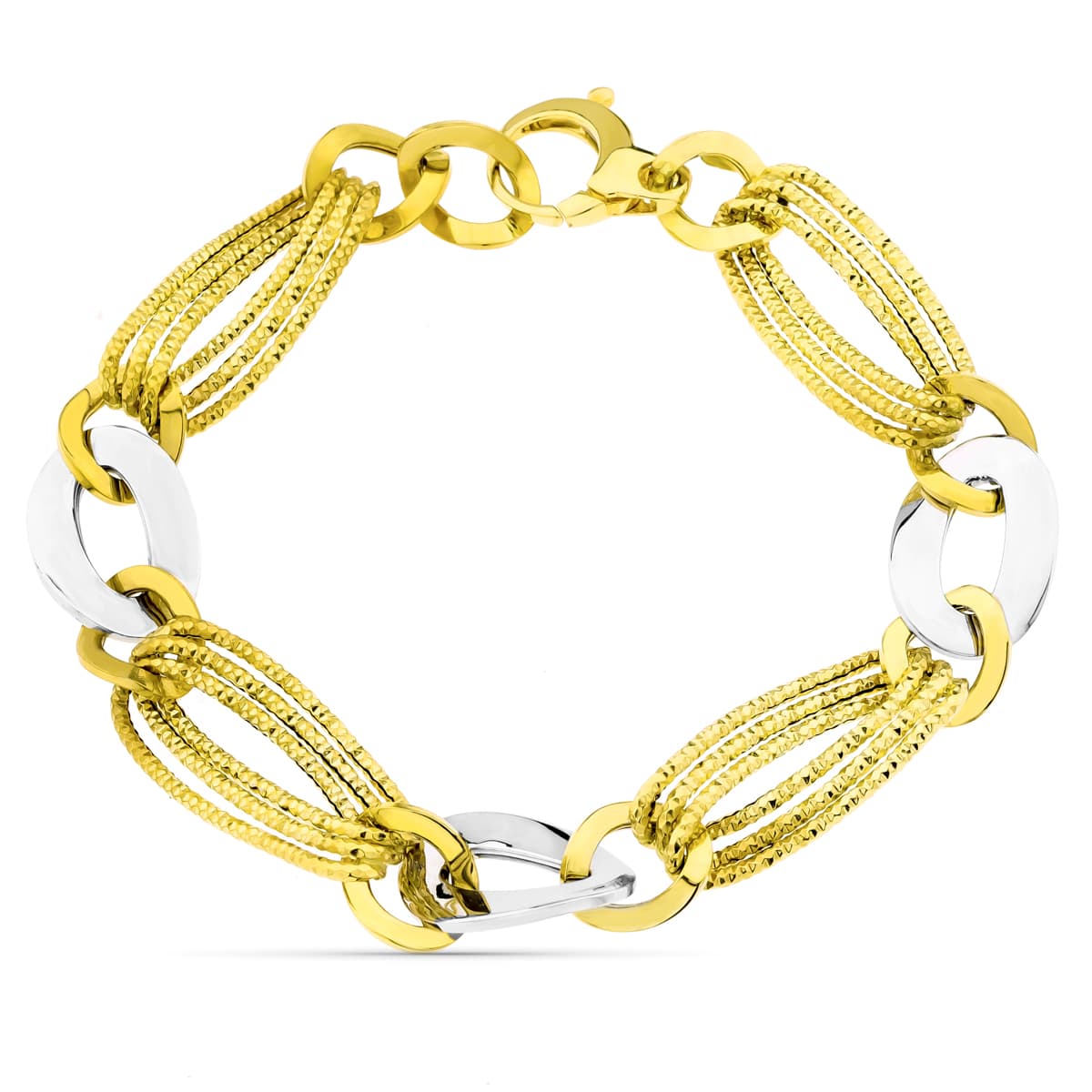 Pulsera Bicolor Eslabones 18K
