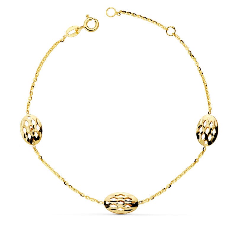Pulsera Ovales Calados 19,5 cm de oro amarillo 18K