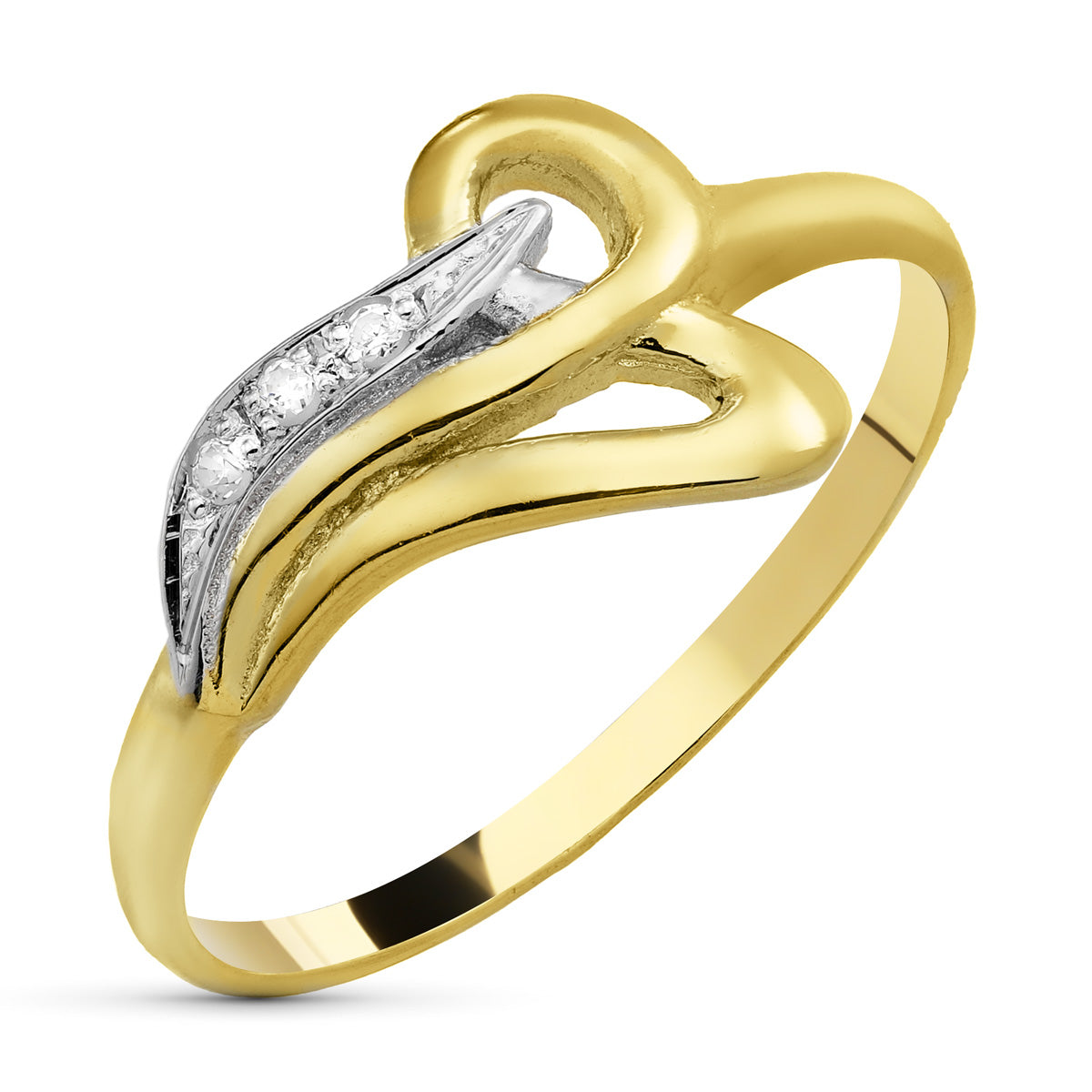 18K SORTIJA ORO BICOLOR MOTIVO CON CIRCONITAS. ANCHO: 9,5 MM