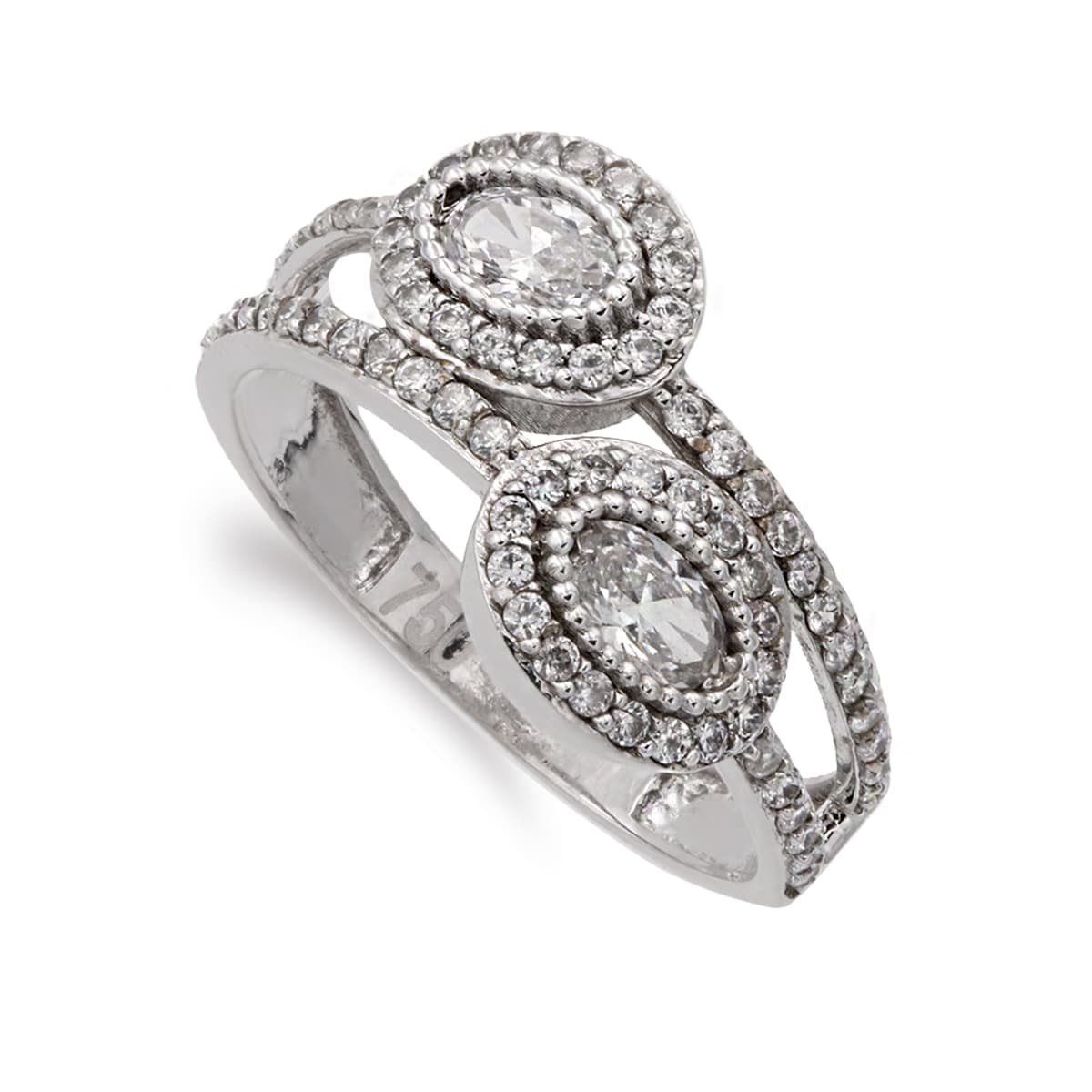 18K SORTIJA ORO BLANCO MOTIVOS OVALES CON CIRCONITAS. ANCHO: 10,5 M