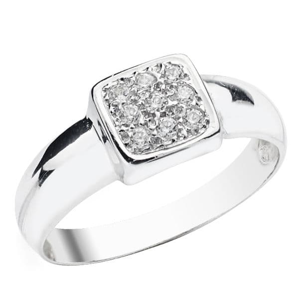 18K SORTIJA ORO BLANCO MACIZA CON CIRCONITA 7 MM