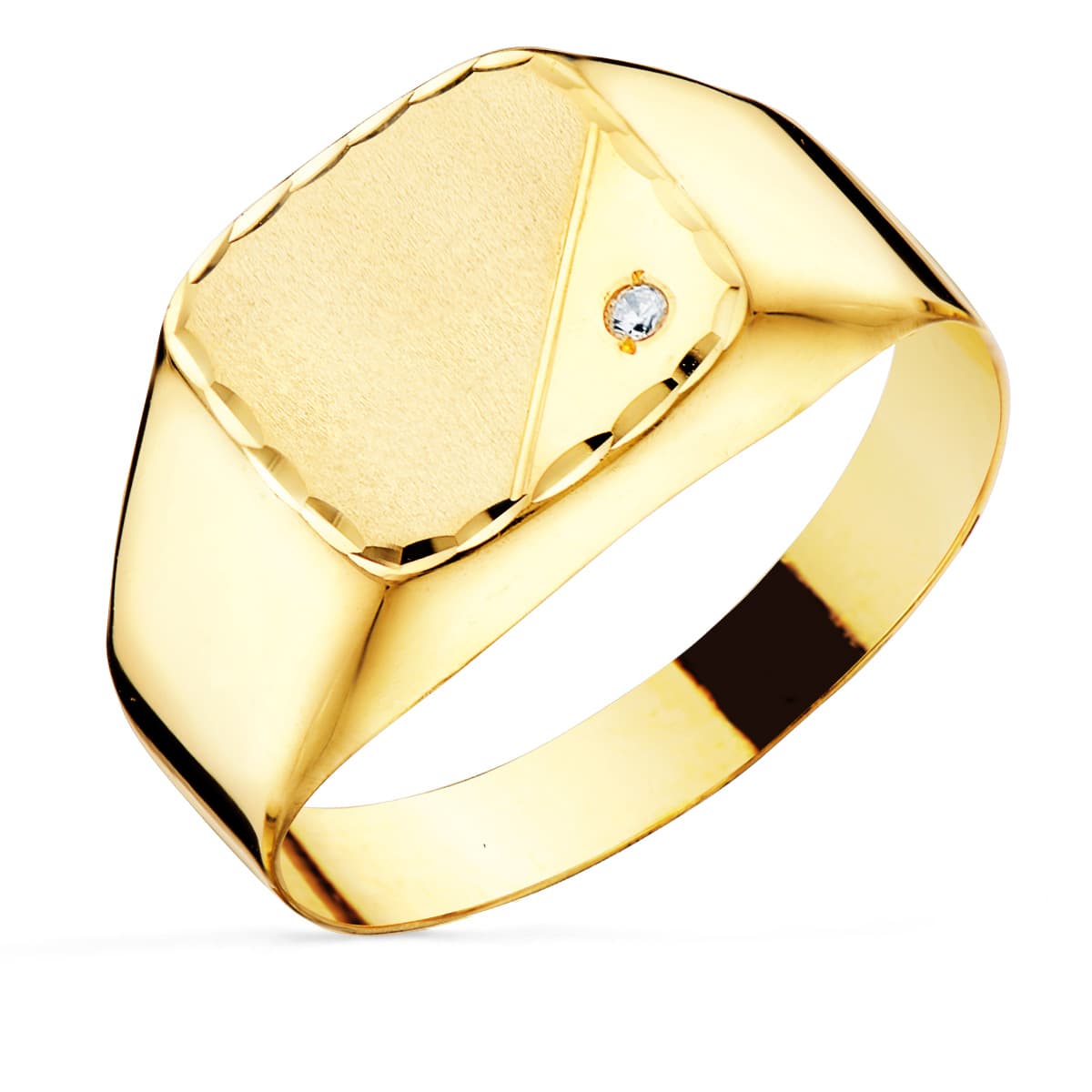 Sello Caballero Hueco en Brillo con Circonita Cabeza 12 x 11 mm de oro amarillo 18K