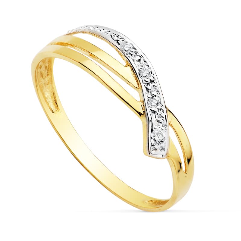 18K SORTIJA ORO BICOLOR CON CIRCONITA ANCHO: 5,5 MM