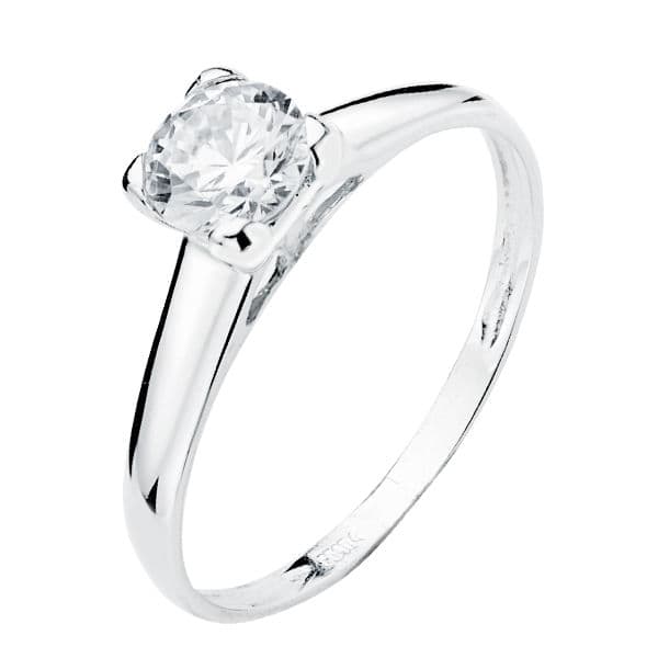 18K SOLITARIO ORO BLANCO CIRCONITA 6 MM