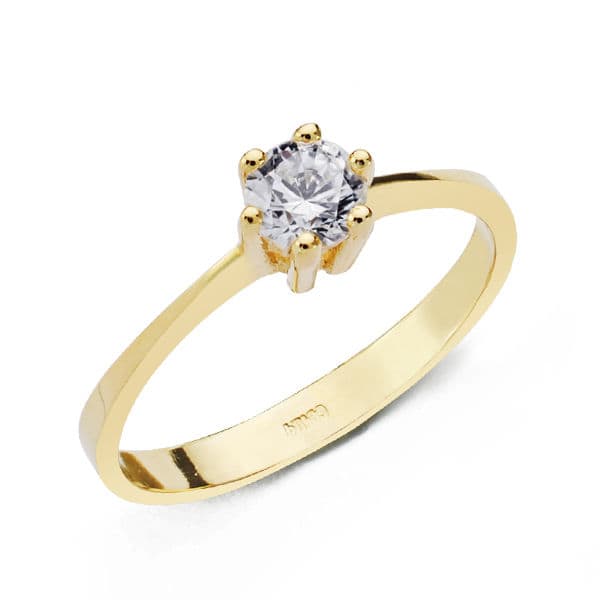18K SOLITARIO ORO AMARILLO CIRCONITA 4.5 MM
