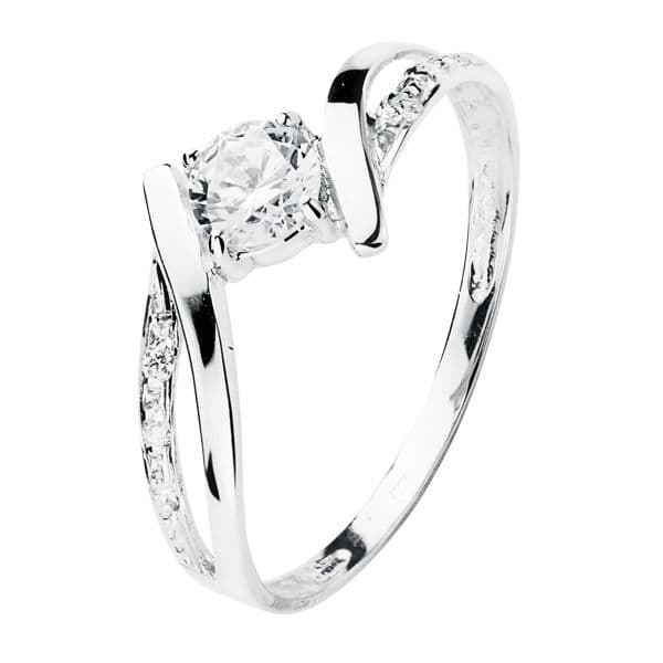 9K SORTIJA SOLITARIO ORO BLANCO CIRCONITA 4,5 MM. ANCHO: 8 MM