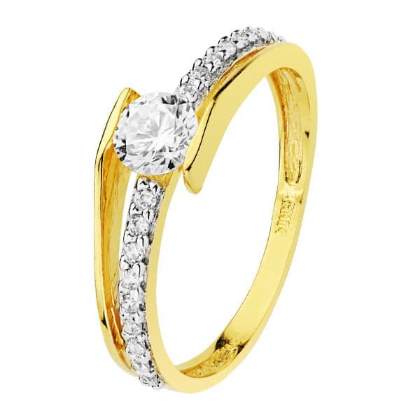 18K SOLITARIO ORO BICOLOR CIRCONITA 6 MM