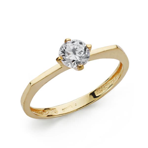 18K SOLITARIO ORO AMARILLO CIRCONITA 5 MM