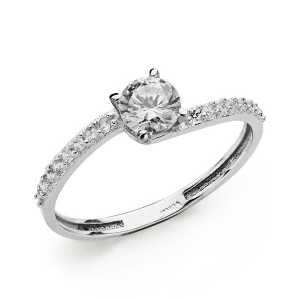 18K SOLITARIO ORO BLANCO CIRCONITA 5 MM
