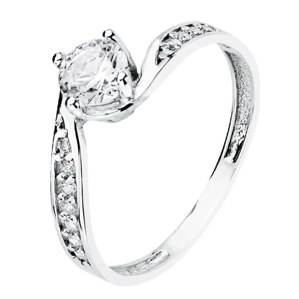 18K SOLITARIO ORO BLANCO CUERPO DE CIRCONITA Y 4 GARRAS CON CIRCONITA DE 5 MM
