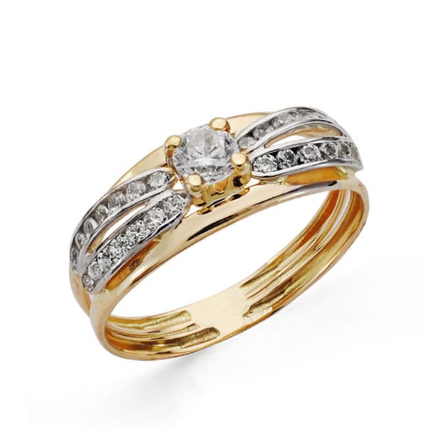 18K SORTIJA ORO BICOLOR CON CIRCONITAS. ANCHO: 6,5 MM